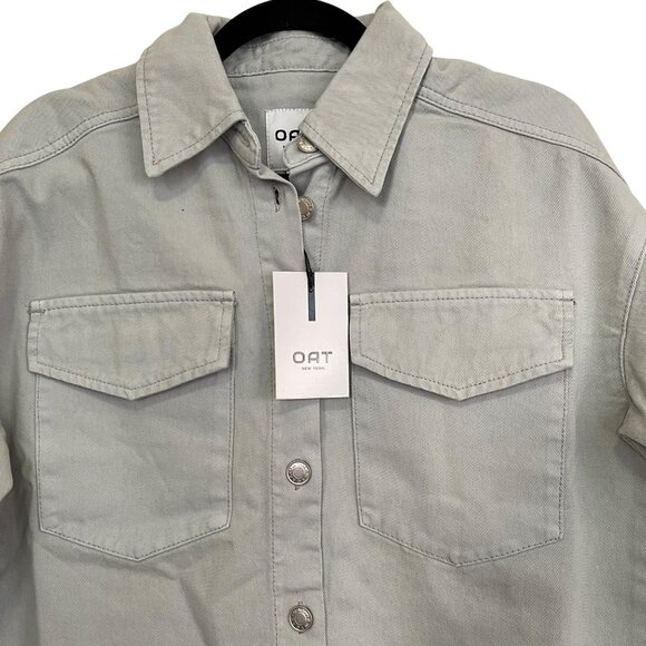 Oat New York Misty Green Denim Shirt Jacket Shacket NWT Small - Picture 4 of 6